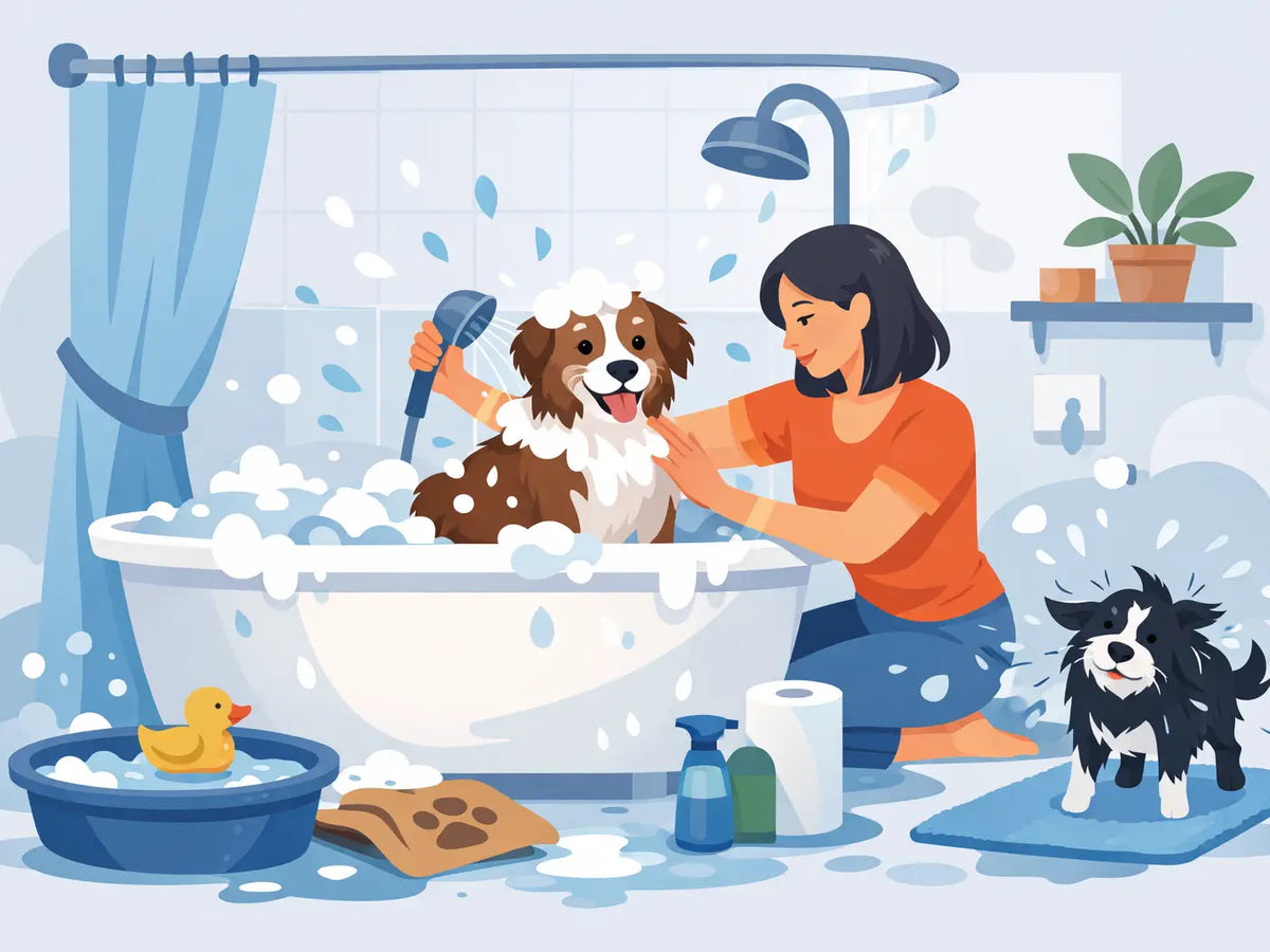How to Contain Dog Bathing Mess at Home Better