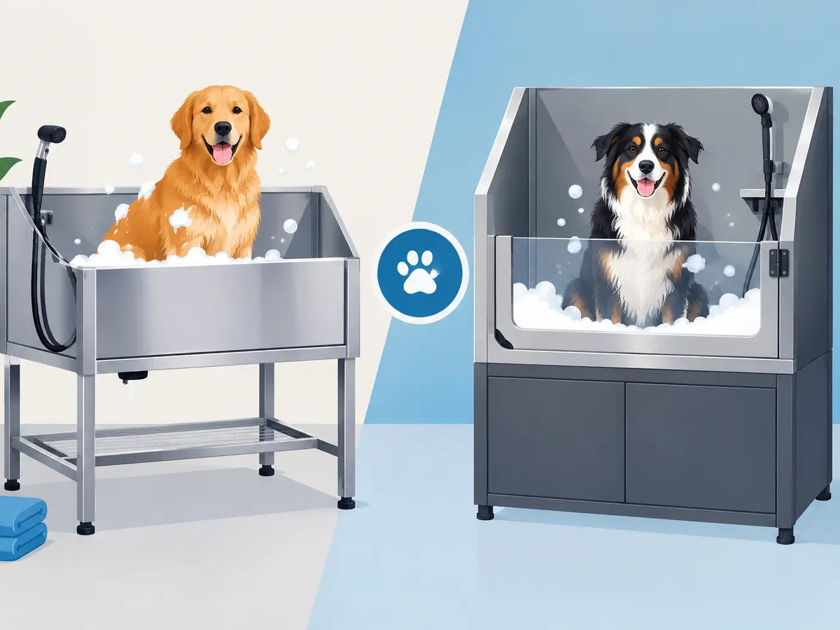 Open Frame Versus Enclosed Tubs for Dog Washes