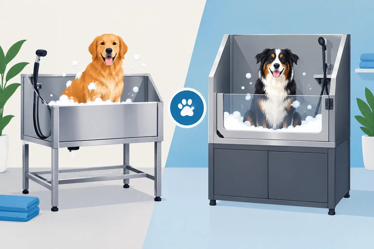 Open Frame Versus Enclosed Tubs for Dog Washes