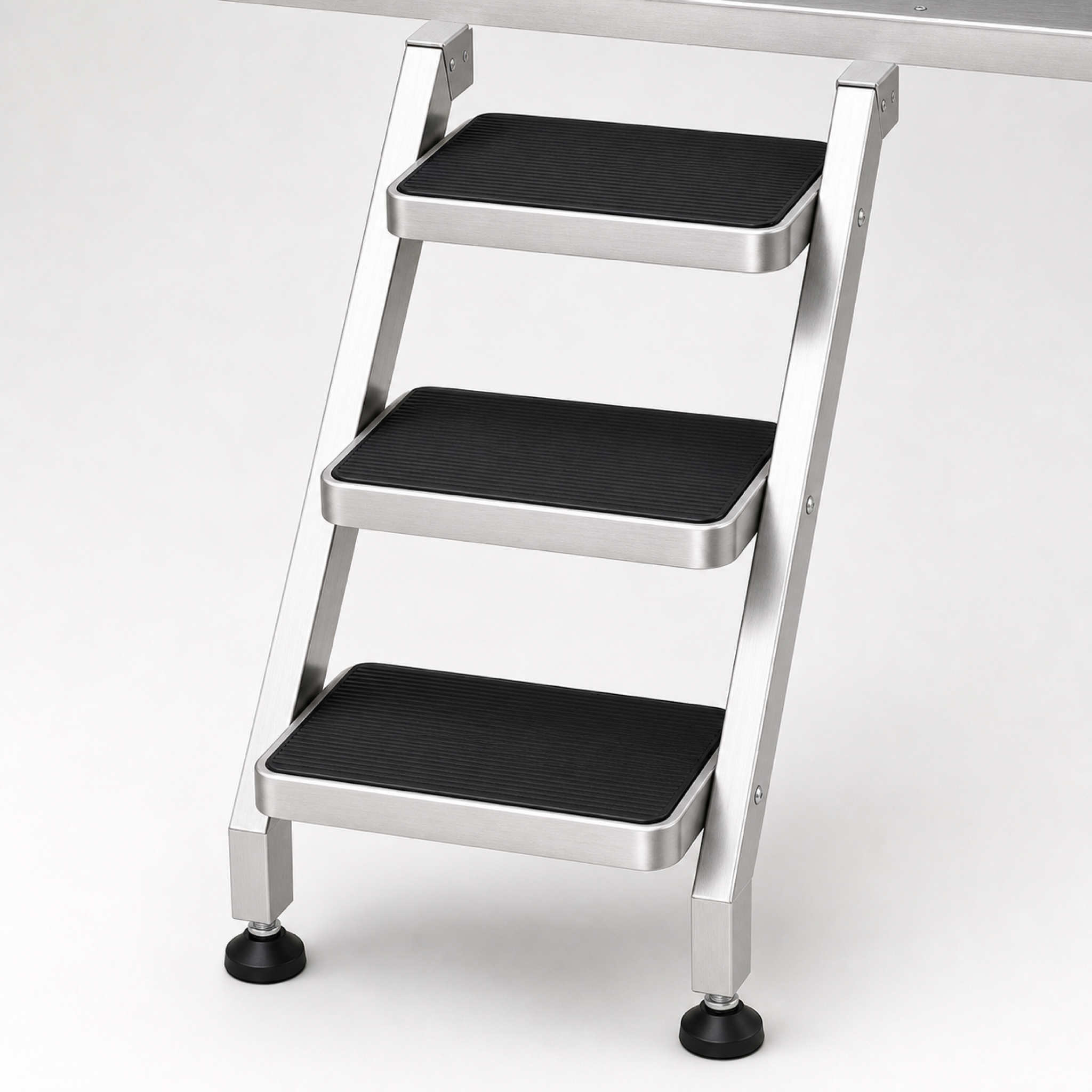 Separate open-riser three-step dog wash ladder